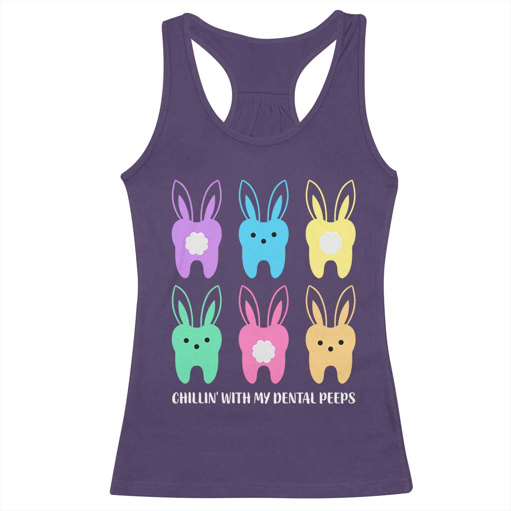 Easter Dentist Racerback Tank Top Chilling With My Dental Peeps Bunny - Wonder Print Shop