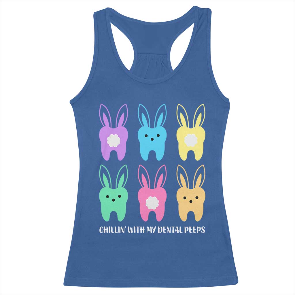 Easter Dentist Racerback Tank Top Chilling With My Dental Peeps Bunny - Wonder Print Shop