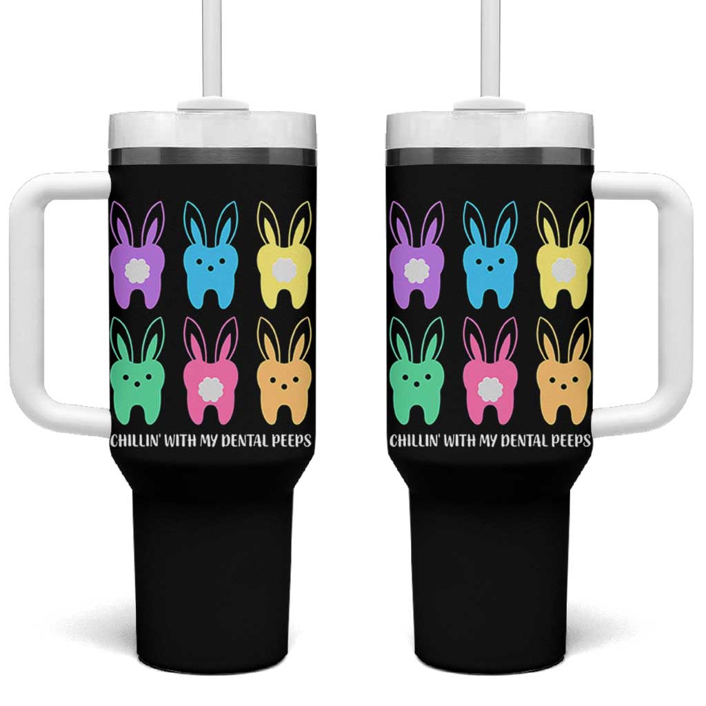 Easter Dentist Tumbler With Handle Chilling With My Dental Peeps Bunny - Wonder Print Shop