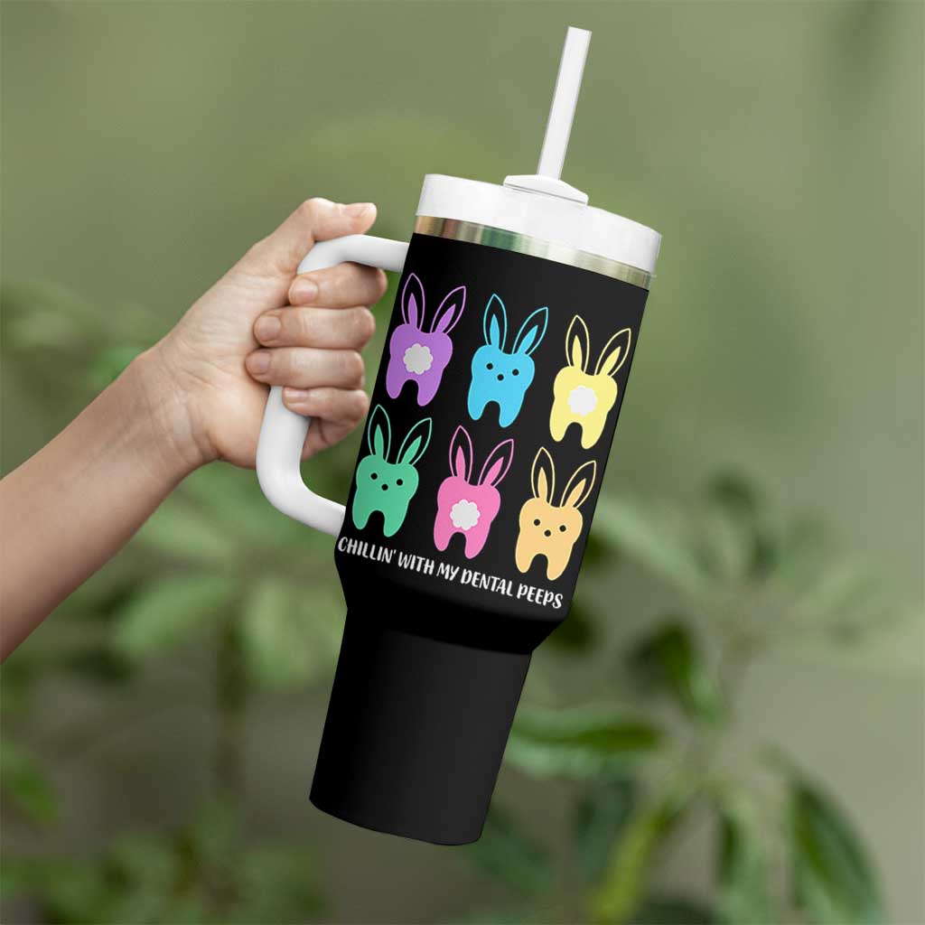 Easter Dentist Tumbler With Handle Chilling With My Dental Peeps Bunny - Wonder Print Shop