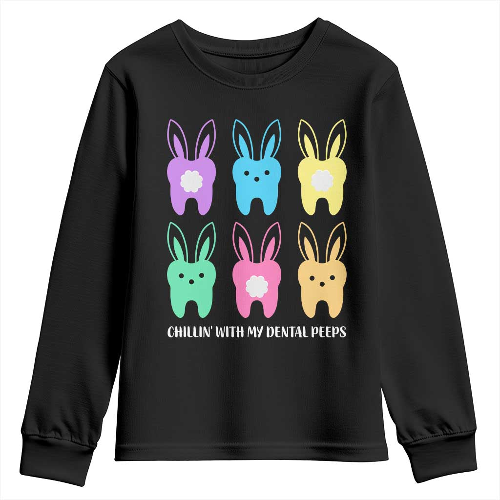 Easter Dentist Youth Sweatshirt Chilling With My Dental Peeps Bunny - Wonder Print Shop