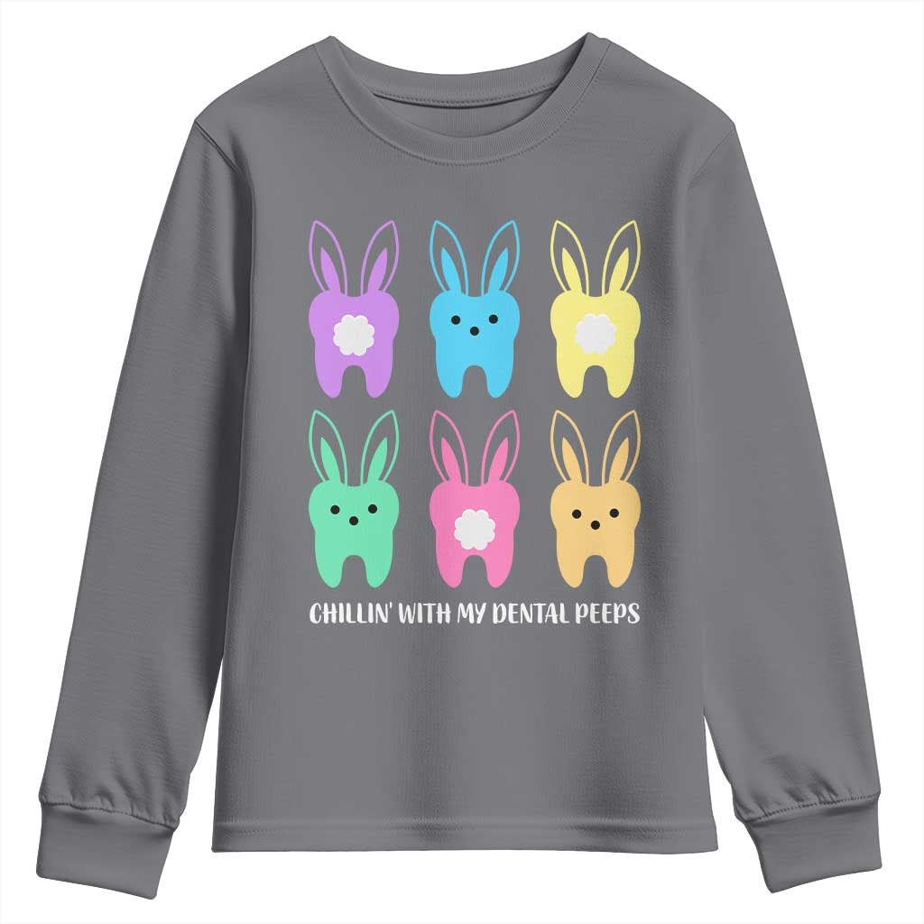Easter Dentist Youth Sweatshirt Chilling With My Dental Peeps Bunny - Wonder Print Shop