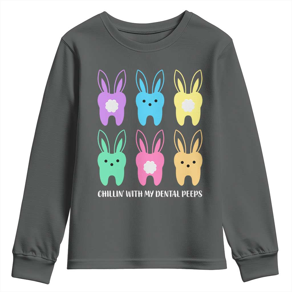 Easter Dentist Youth Sweatshirt Chilling With My Dental Peeps Bunny - Wonder Print Shop