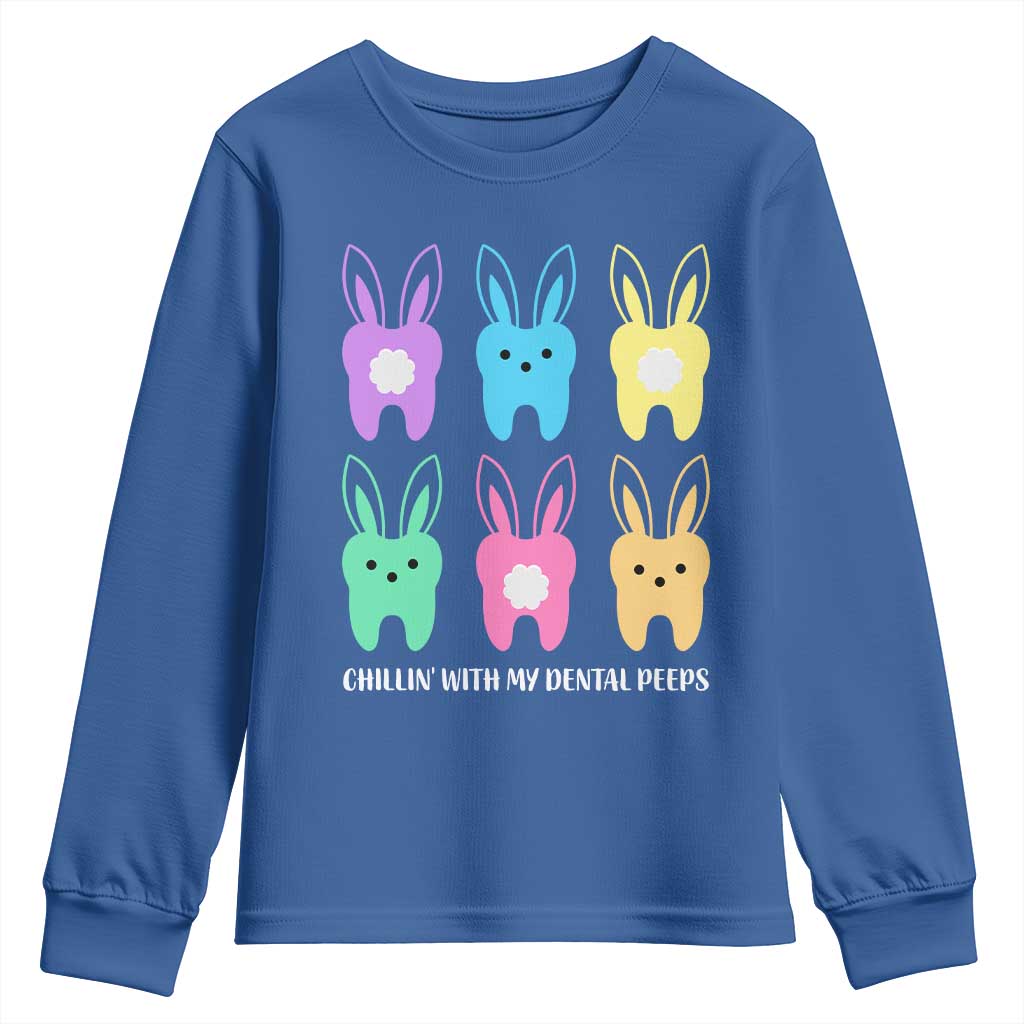 Easter Dentist Youth Sweatshirt Chilling With My Dental Peeps Bunny - Wonder Print Shop