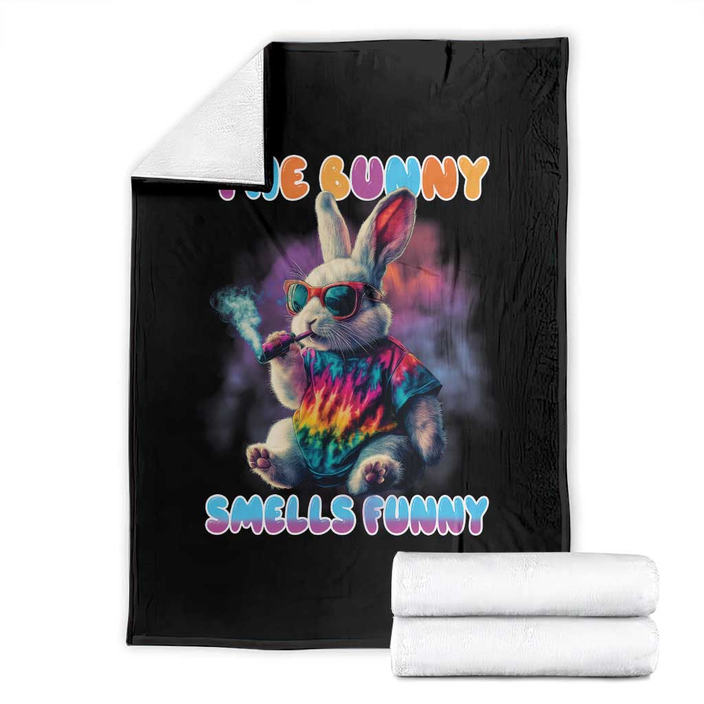 Happy 420 Easter Throw Blanket Funny Smoking Easter Bunny Smells Funny Easter - Wonder Print Shop