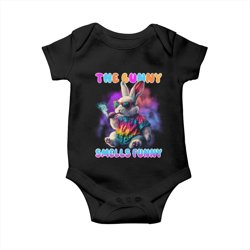 Happy 420 Easter Baby Onesie Funny Smoking Easter Bunny Smells Funny Easter - Wonder Print Shop