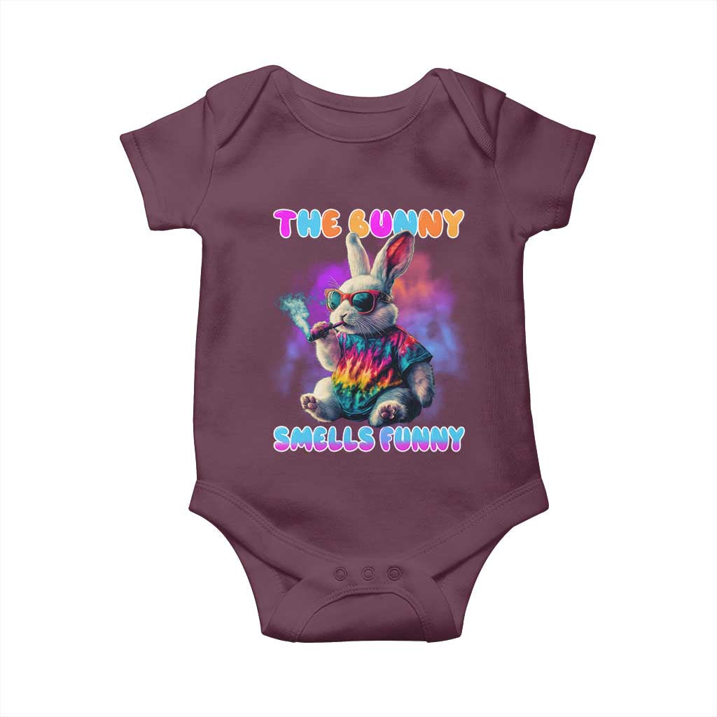 Happy 420 Easter Baby Onesie Funny Smoking Easter Bunny Smells Funny Easter - Wonder Print Shop
