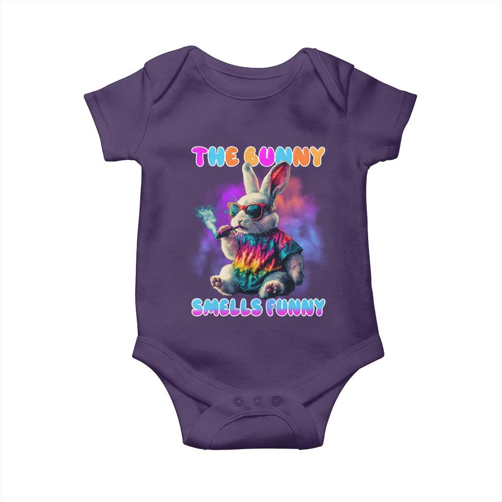 Happy 420 Easter Baby Onesie Funny Smoking Easter Bunny Smells Funny Easter - Wonder Print Shop