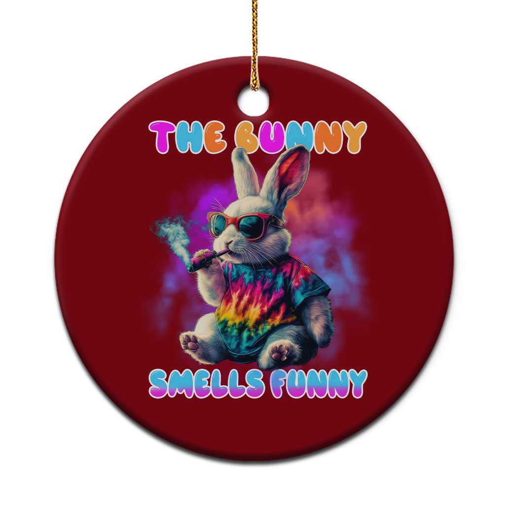 Happy 420 Easter Ceramic Ornament Funny Smoking Easter Bunny Smells Funny Easter - Wonder Print Shop