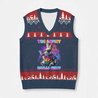 Happy 420 Easter V-Neck Knit Sweater Vest Funny Smoking Easter Bunny Smells Funny Easter - Wonder Print Shop