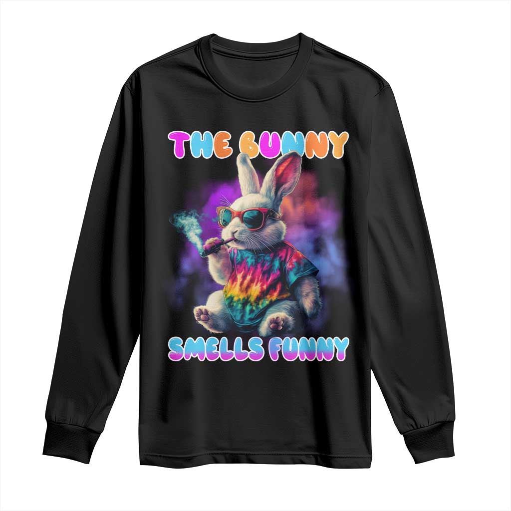 Happy 420 Easter Long Sleeve Shirt Funny Smoking Easter Bunny Smells Funny Easter - Wonder Print Shop