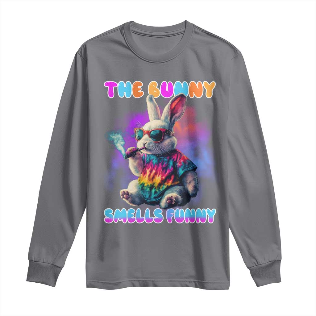 Happy 420 Easter Long Sleeve Shirt Funny Smoking Easter Bunny Smells Funny Easter - Wonder Print Shop