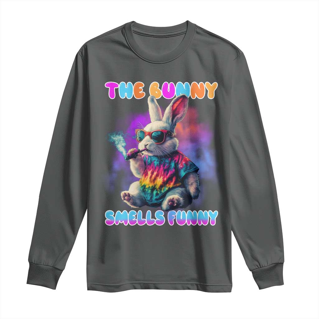 Happy 420 Easter Long Sleeve Shirt Funny Smoking Easter Bunny Smells Funny Easter - Wonder Print Shop