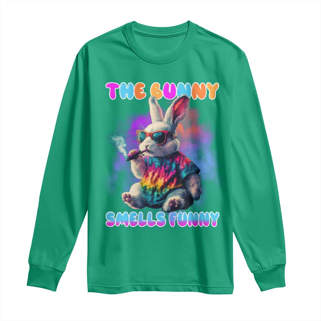 Happy 420 Easter Long Sleeve Shirt Funny Smoking Easter Bunny Smells Funny Easter - Wonder Print Shop