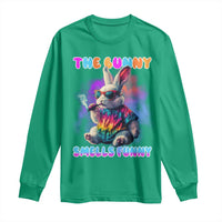 Happy 420 Easter Long Sleeve Shirt Funny Smoking Easter Bunny Smells Funny Easter - Wonder Print Shop
