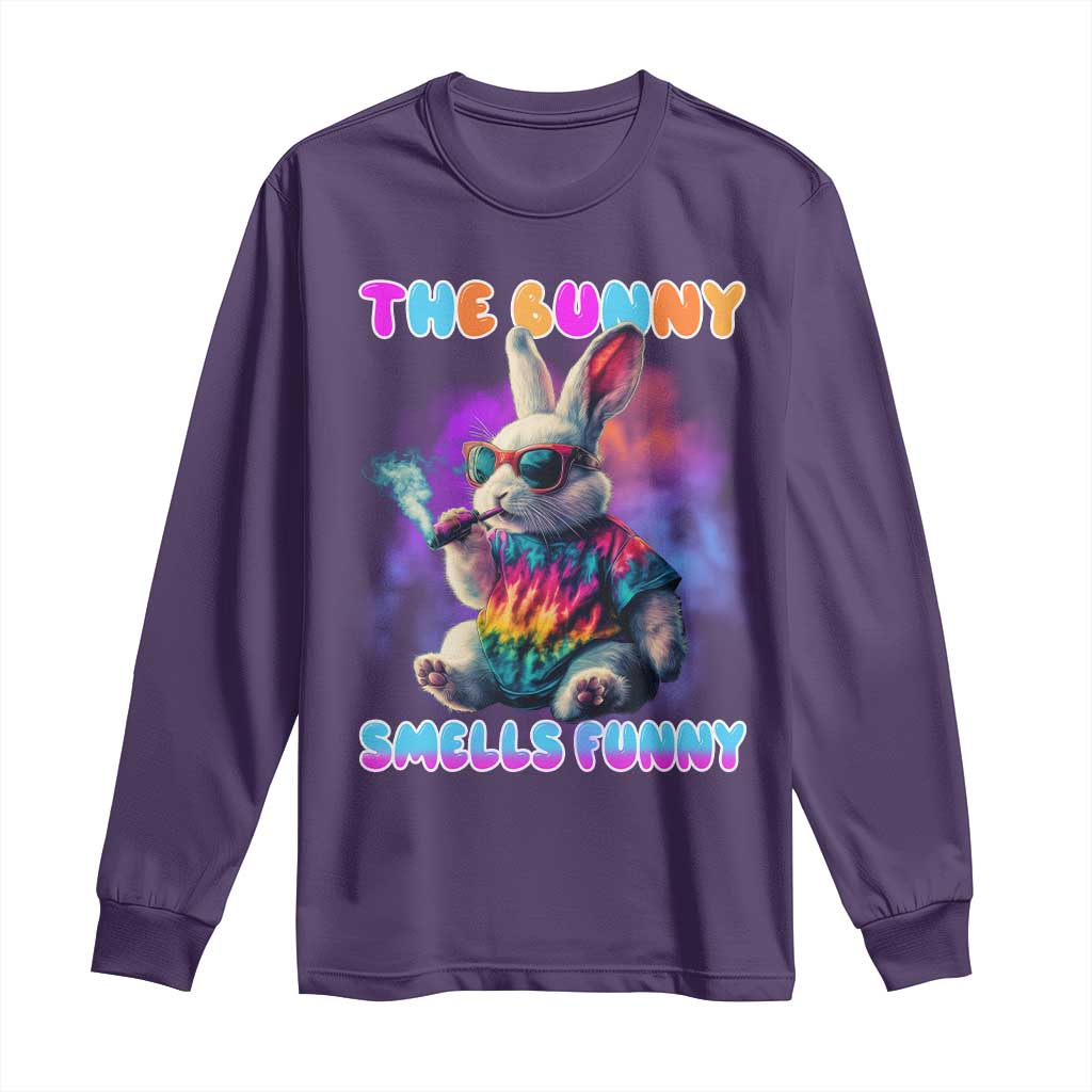 Happy 420 Easter Long Sleeve Shirt Funny Smoking Easter Bunny Smells Funny Easter - Wonder Print Shop