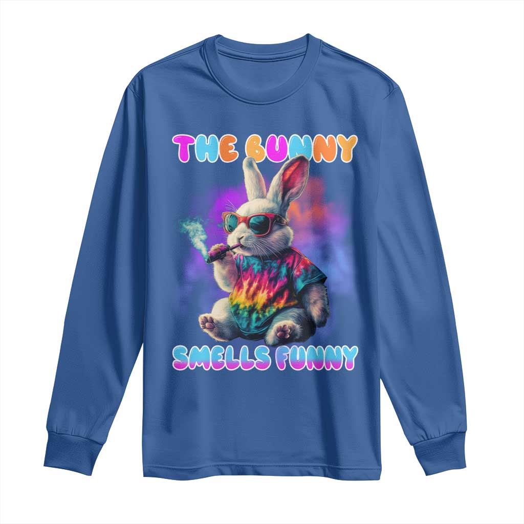 Happy 420 Easter Long Sleeve Shirt Funny Smoking Easter Bunny Smells Funny Easter - Wonder Print Shop