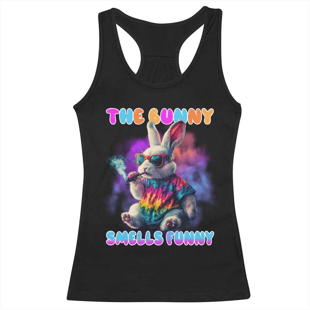 Happy 420 Easter Racerback Tank Top Funny Smoking Easter Bunny Smells Funny Easter - Wonder Print Shop