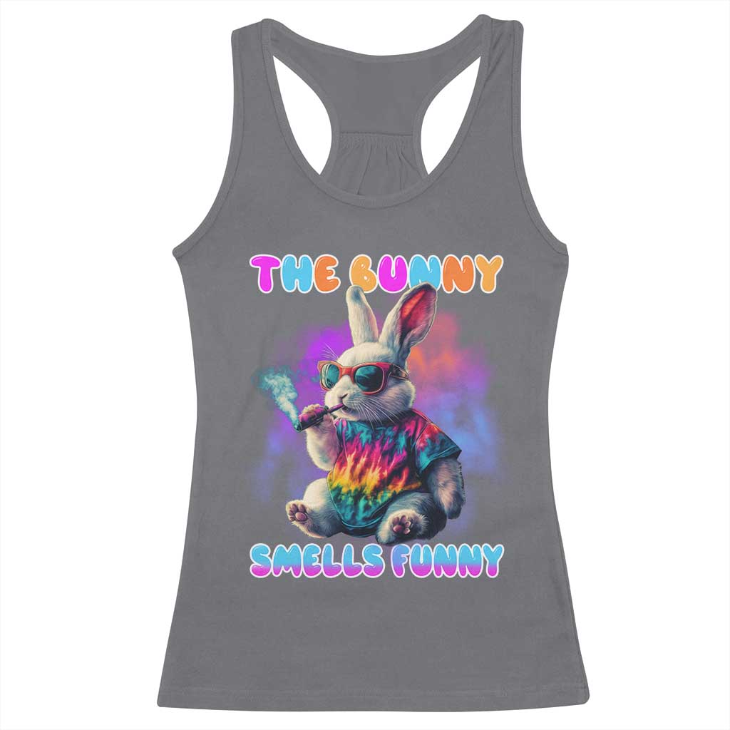 Happy 420 Easter Racerback Tank Top Funny Smoking Easter Bunny Smells Funny Easter - Wonder Print Shop