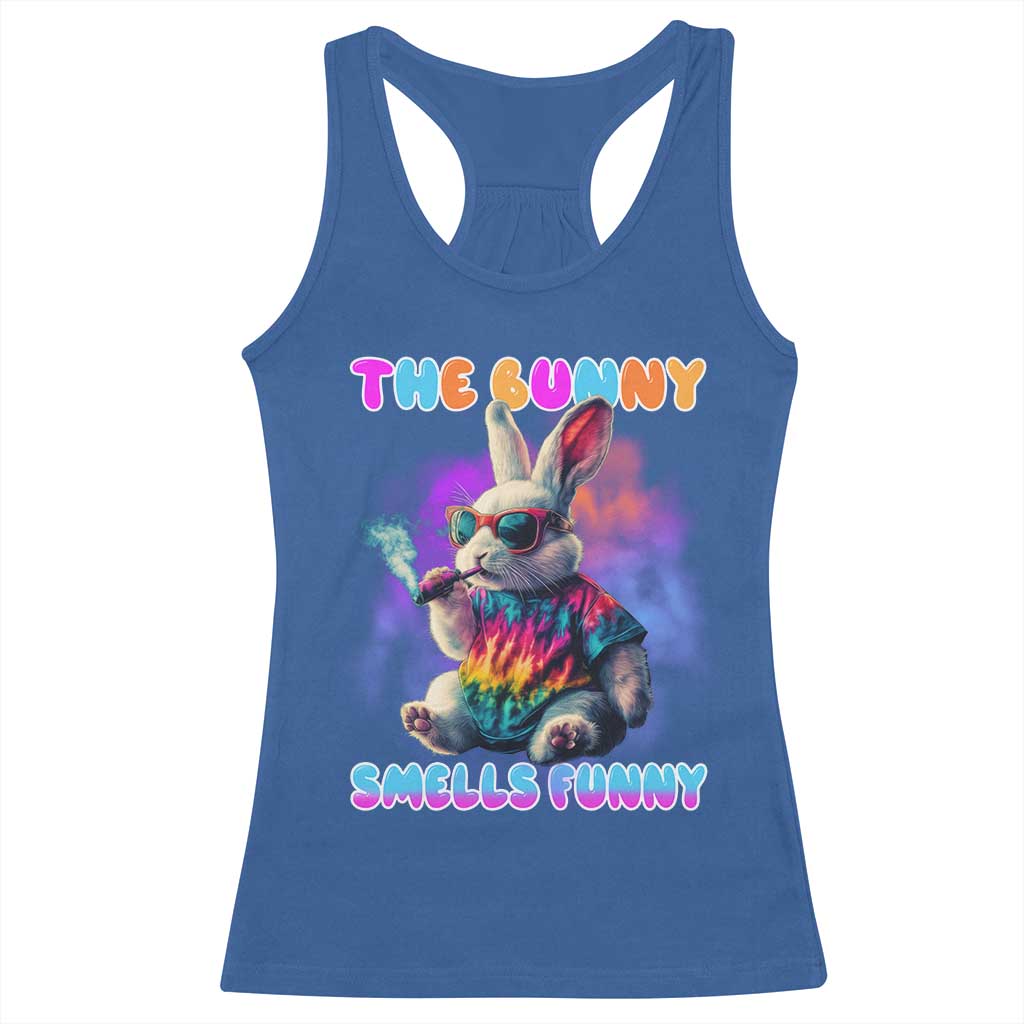 Happy 420 Easter Racerback Tank Top Funny Smoking Easter Bunny Smells Funny Easter - Wonder Print Shop