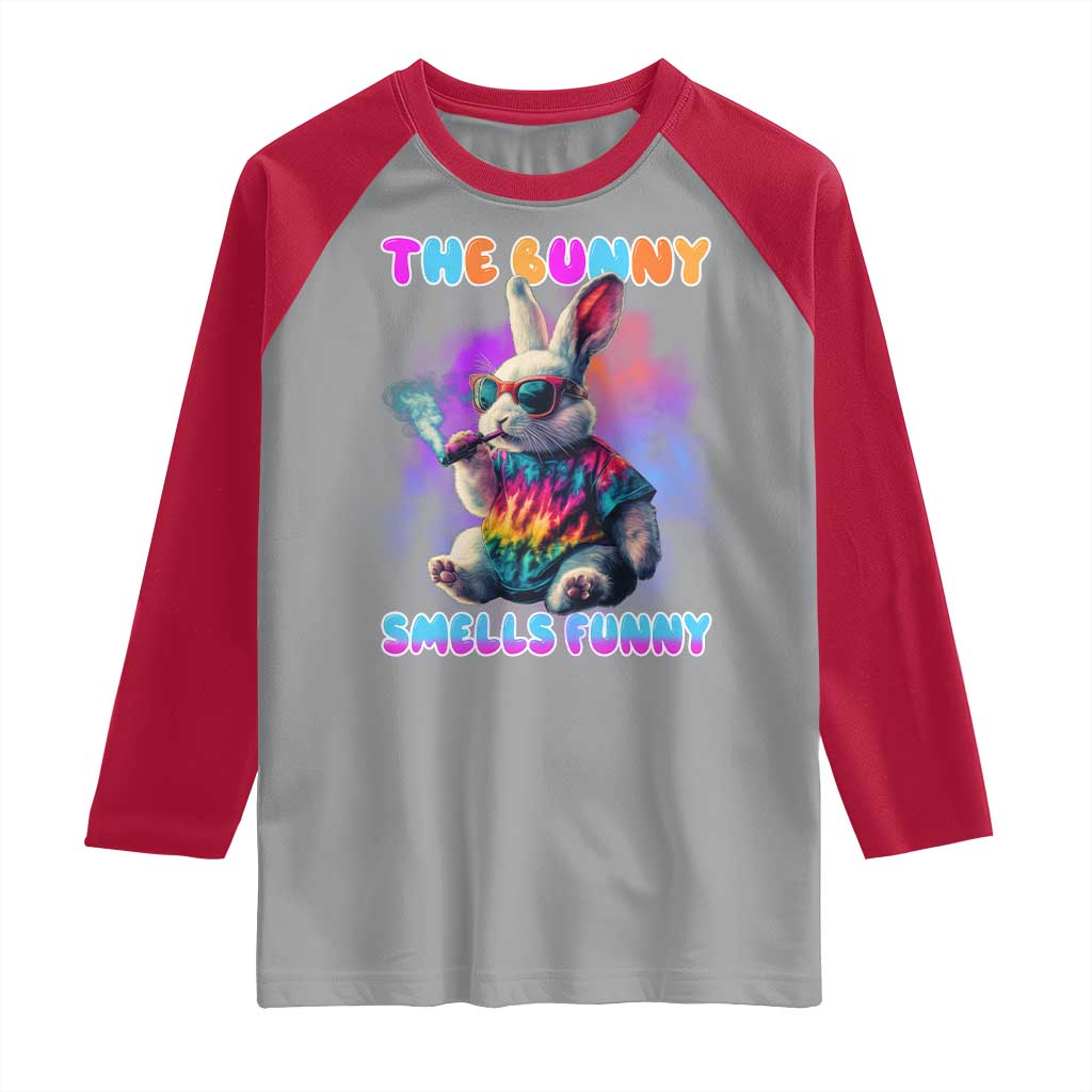 Happy 420 Easter Raglan Shirt Funny Smoking Easter Bunny Smells Funny Easter - Wonder Print Shop