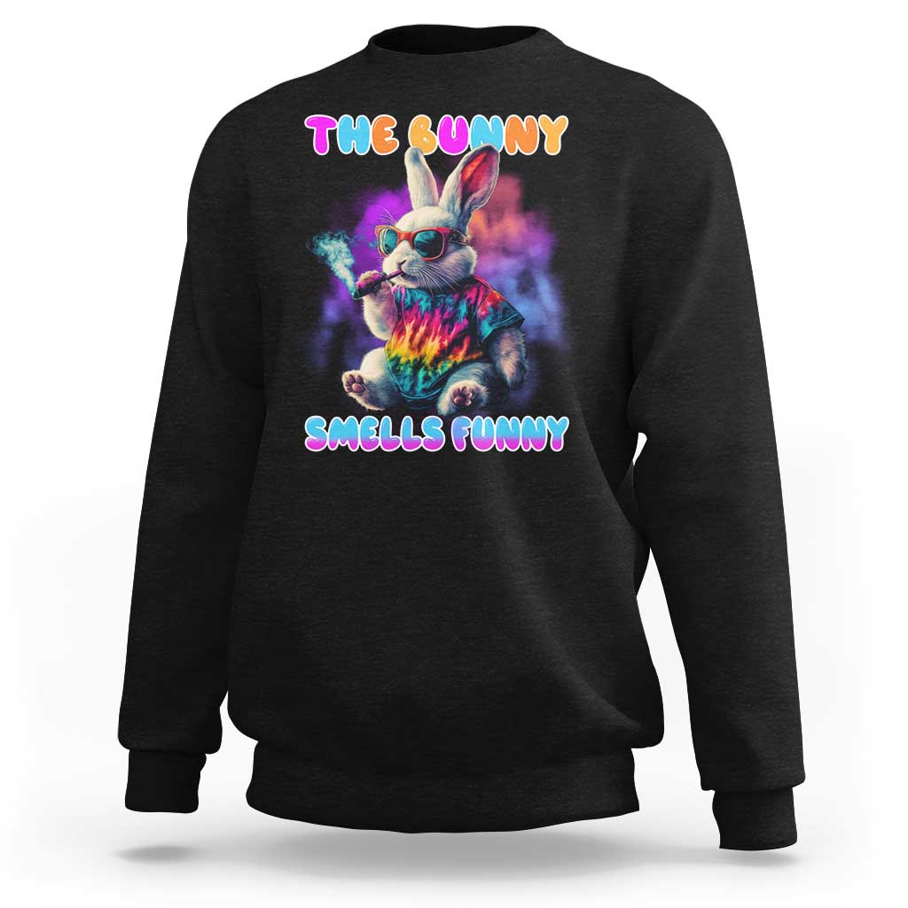 Happy 420 Easter Sweatshirt Funny Smoking Easter Bunny Smells Funny Easter - Wonder Print Shop