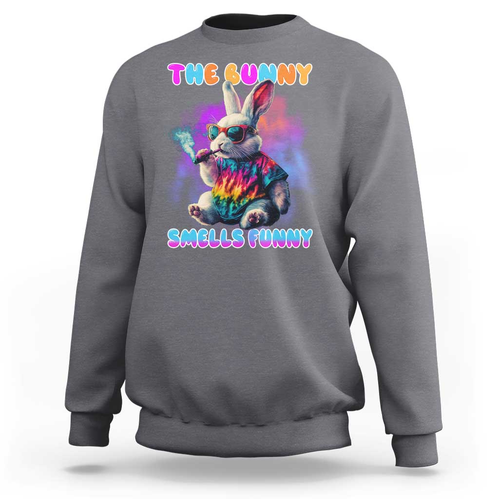 Happy 420 Easter Sweatshirt Funny Smoking Easter Bunny Smells Funny Easter - Wonder Print Shop