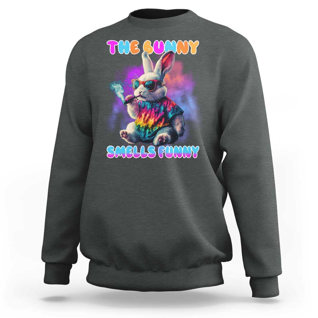 Happy 420 Easter Sweatshirt Funny Smoking Easter Bunny Smells Funny Easter - Wonder Print Shop
