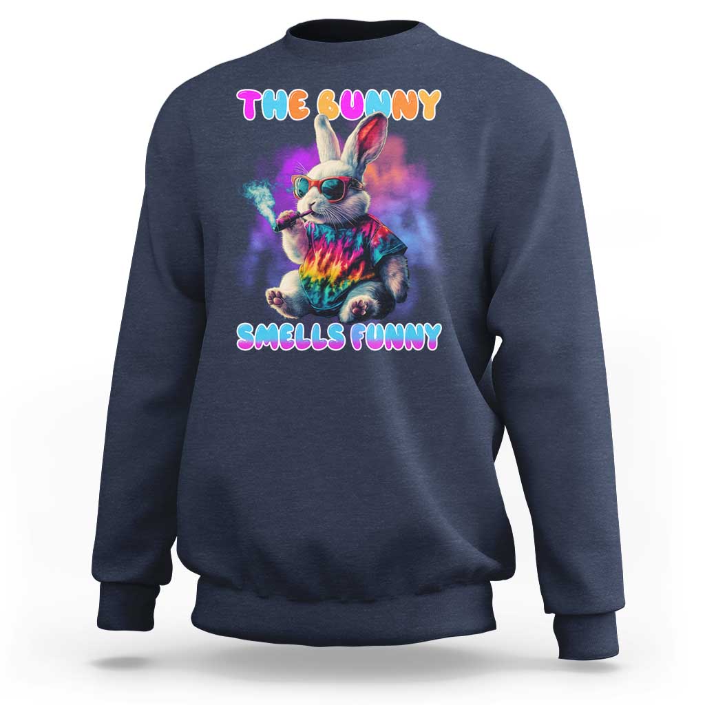 Happy 420 Easter Sweatshirt Funny Smoking Easter Bunny Smells Funny Easter - Wonder Print Shop