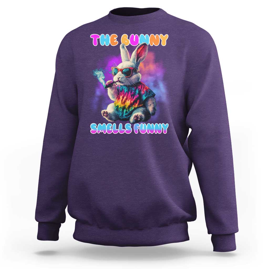 Happy 420 Easter Sweatshirt Funny Smoking Easter Bunny Smells Funny Easter - Wonder Print Shop
