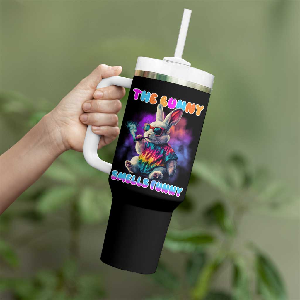 Happy 420 Easter Tumbler With Handle Funny Smoking Easter Bunny Smells Funny Easter - Wonder Print Shop