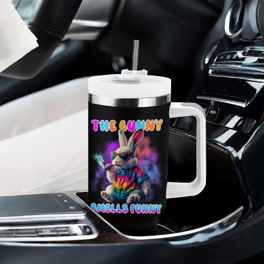 Happy 420 Easter Tumbler With Handle Funny Smoking Easter Bunny Smells Funny Easter - Wonder Print Shop