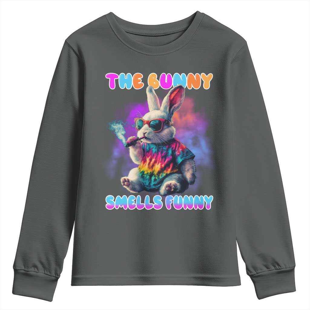 Happy 420 Easter Youth Sweatshirt Funny Smoking Easter Bunny Smells Funny Easter - Wonder Print Shop