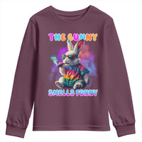 Happy 420 Easter Youth Sweatshirt Funny Smoking Easter Bunny Smells Funny Easter - Wonder Print Shop