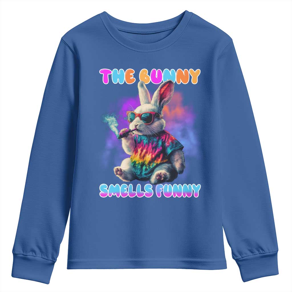 Happy 420 Easter Youth Sweatshirt Funny Smoking Easter Bunny Smells Funny Easter - Wonder Print Shop