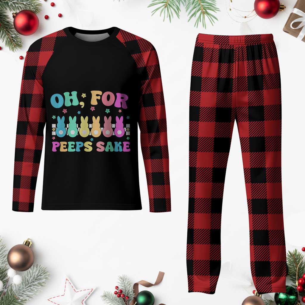 Oh For Peeps Sake Easter Bunny Plaid Pajama Set - Wonder Print Shop