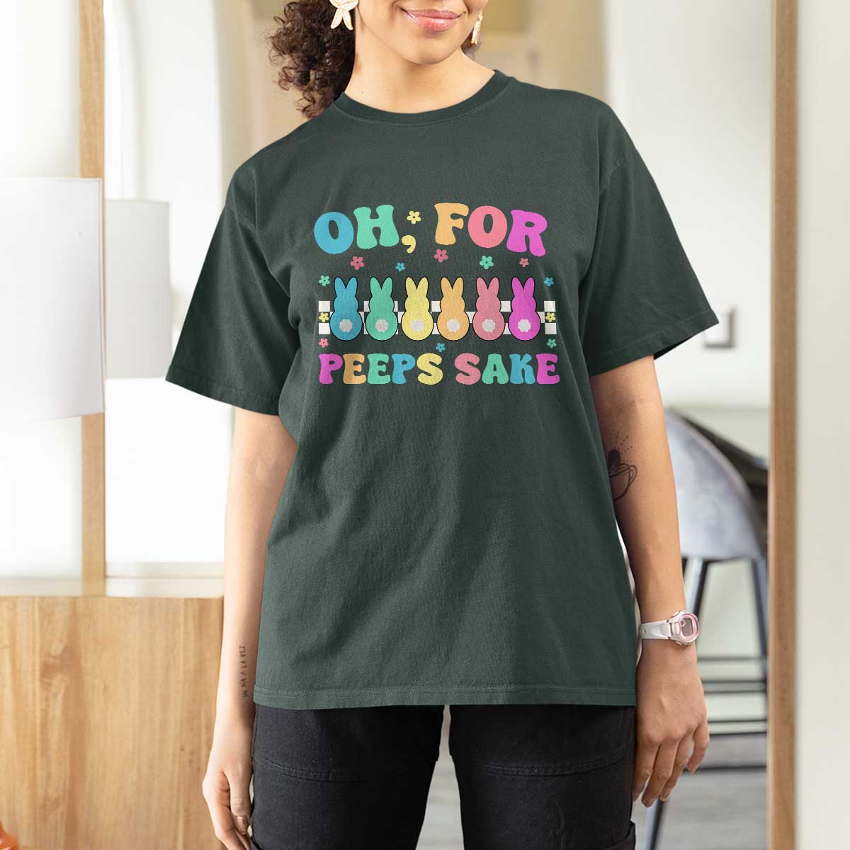 Oh For Peeps Sake Easter Bunny T Shirt For Women - Wonder Print Shop