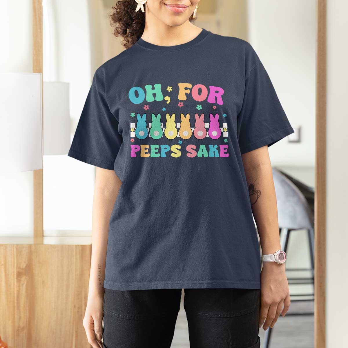 Oh For Peeps Sake Easter Bunny T Shirt For Women - Wonder Print Shop
