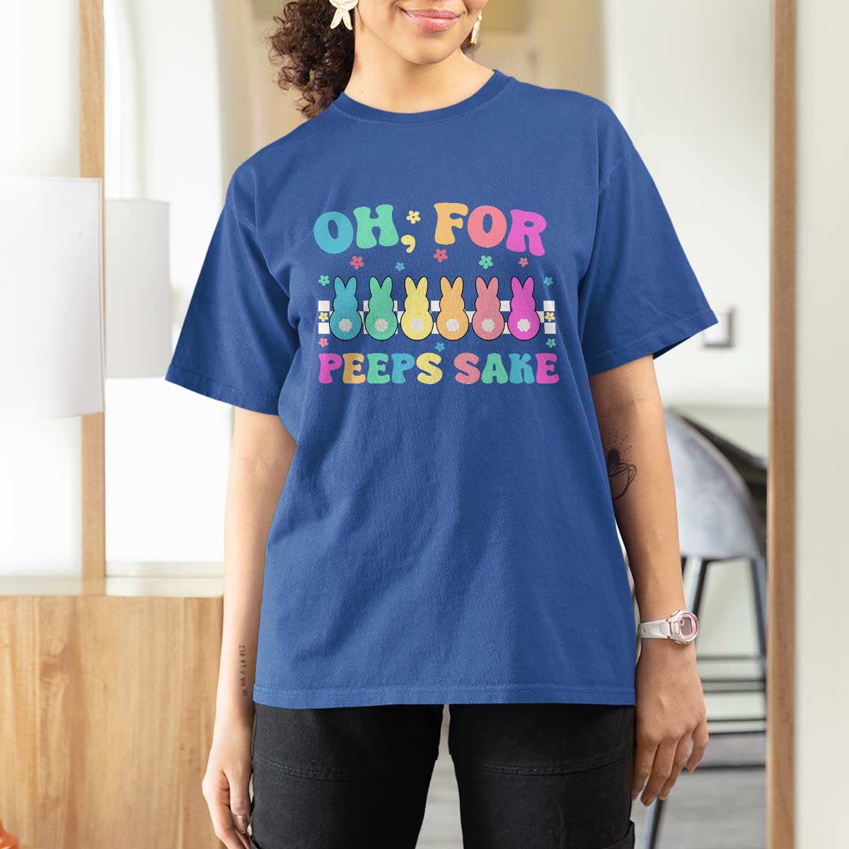 Oh For Peeps Sake Easter Bunny T Shirt For Women - Wonder Print Shop