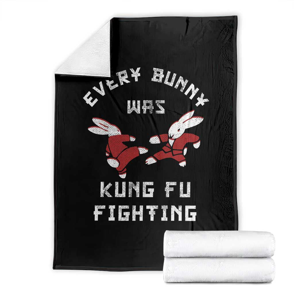 Every Bunny Was Kung Fu Fighting Throw Blanket Funny Cool Easter Graphic