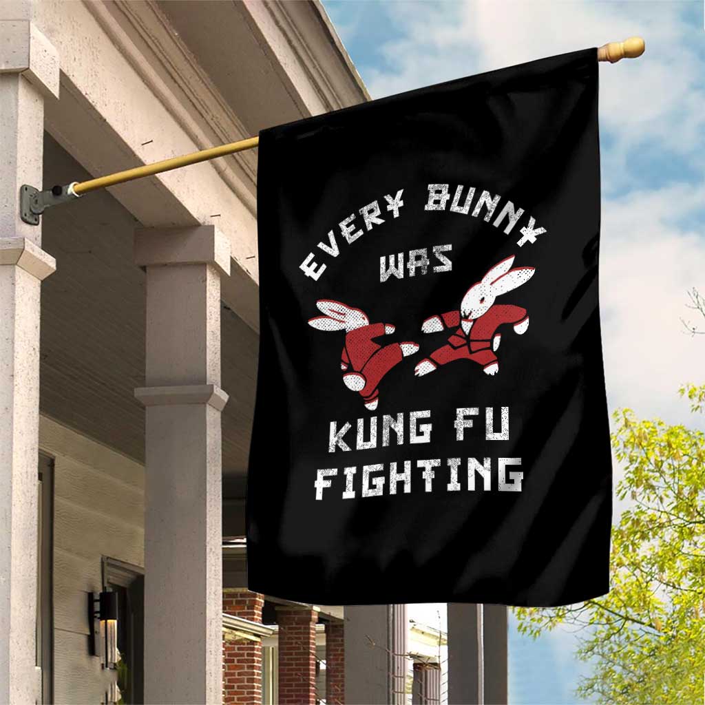 Every Bunny Was Kung Fu Fighting Garden Flag Funny Cool Easter Graphic