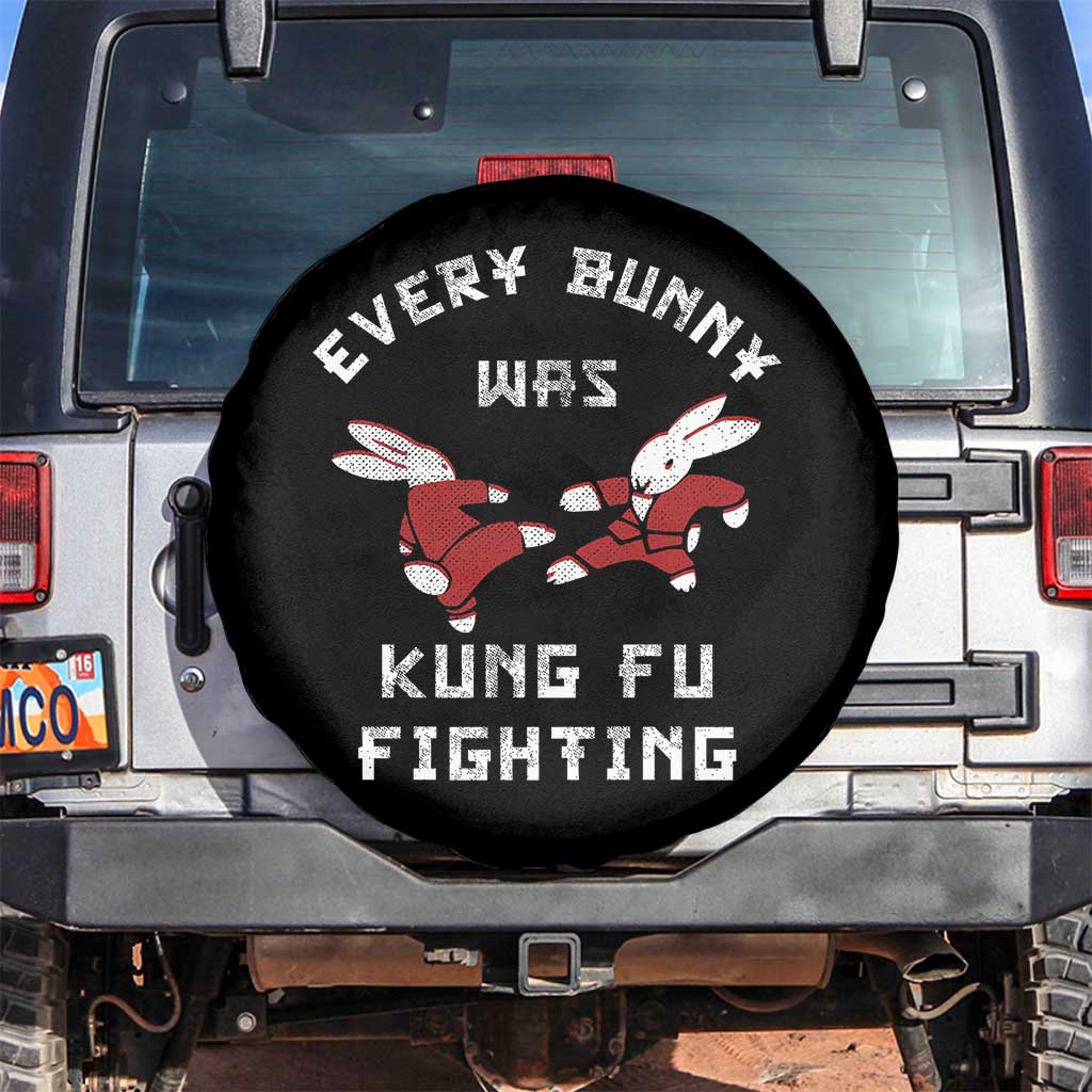 Every Bunny Was Kung Fu Fighting Spare Tire Cover Funny Cool Easter Graphic