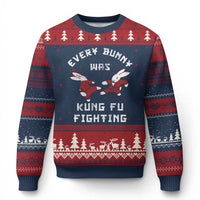 Every Bunny Was Kung Fu Fighting Ugly Christmas Sweater Funny Cool Easter Graphic