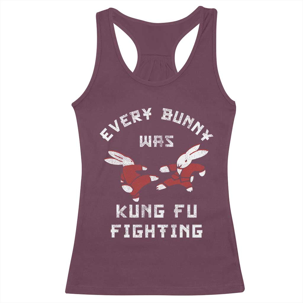 Every Bunny Was Kung Fu Fighting Racerback Tank Top Funny Cool Easter Graphic