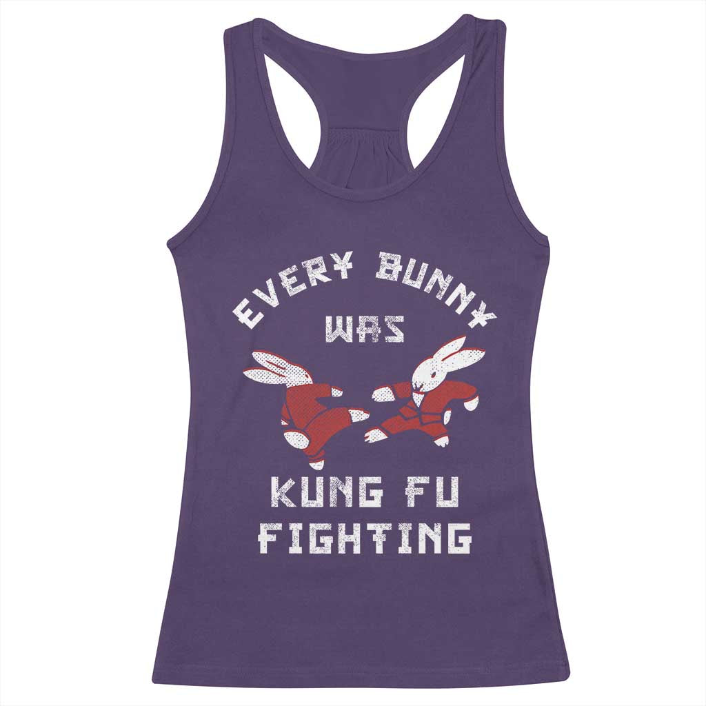 Every Bunny Was Kung Fu Fighting Racerback Tank Top Funny Cool Easter Graphic