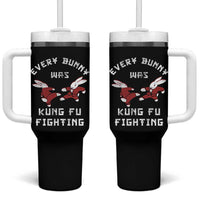 Every Bunny Was Kung Fu Fighting Tumbler With Handle Funny Cool Easter Graphic