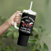 Every Bunny Was Kung Fu Fighting Tumbler With Handle Funny Cool Easter Graphic