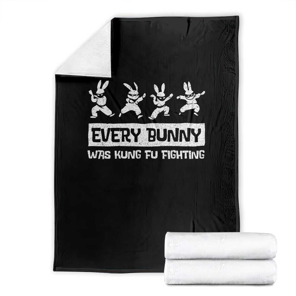 Bunny Kung Fu Fighting Throw Blanket Funny Easter Vintage Graphic