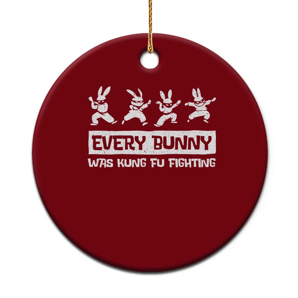 Bunny Kung Fu Fighting Ceramic Ornament Funny Easter Vintage Graphic