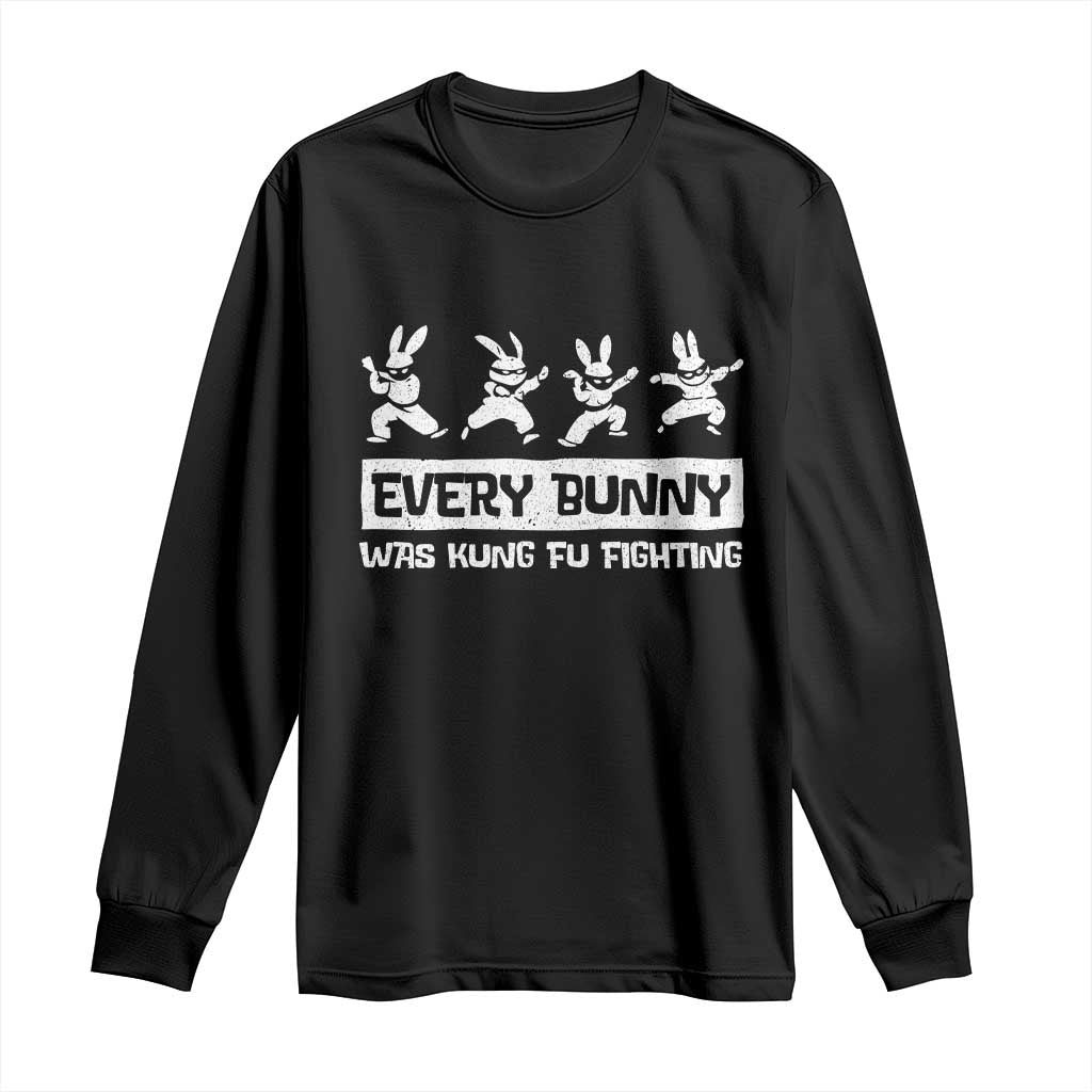 Bunny Kung Fu Fighting Long Sleeve Shirt Funny Easter Vintage Graphic